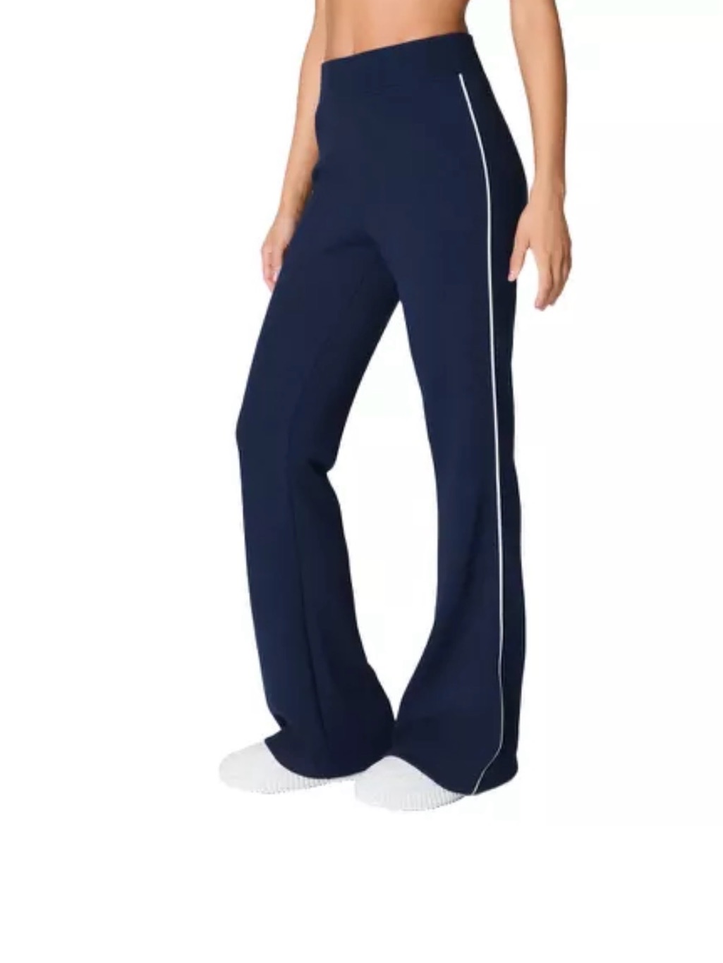 Spanx Airessentials Pique Flare Pants Sweats Navy With Side Stripe Small Nwt
